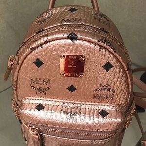 AUTHENTIC MCM Champagne Gold Mini Stud Backpack